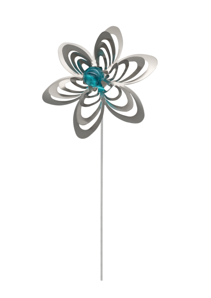 A3014 - steel4you SKARAT Gartenstecker Deko Blume mit Echtglas-Perle (Farbe: hellblau)